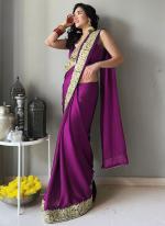 Silk Magenta Traditional Wear Zari Work Saree